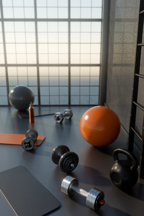 Gimnasio en casa con equipamiento completo