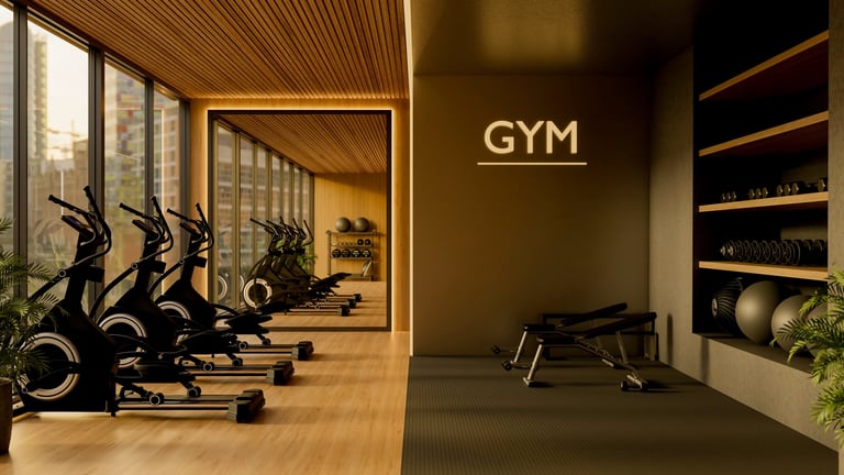 Commercial cardio zone with exercise bikes and modern equipment