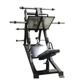 Black leg press machine with mesh footrest and adjustable rods
