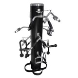 Black vertical gym machine with multiple cable attachments and handles for strength training exercises