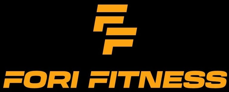 Fori Fitness logo with orange geometric icon and text