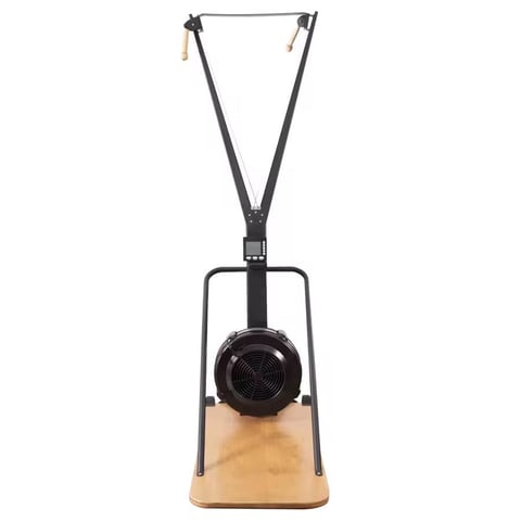 Portable patio heater with black metal frame, tan fabric base, and adjustable shoulder straps for easy carrying