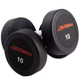 Pair of black Life Fitness dumbbells