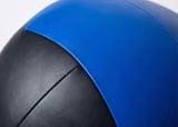 Close-up of a blue and black medicine ball