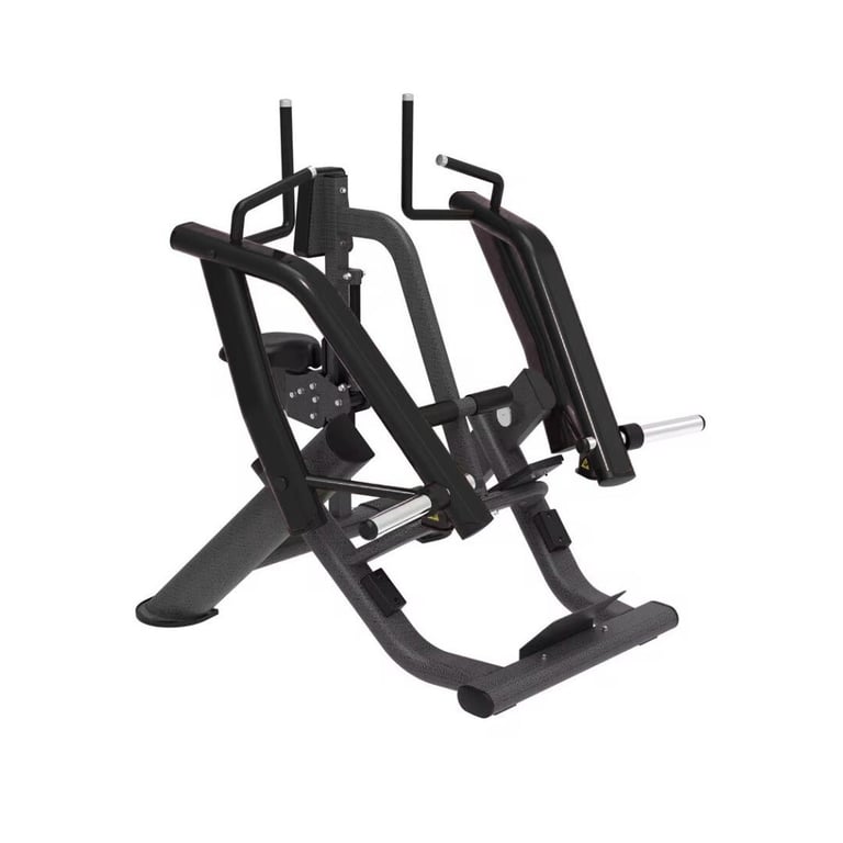 Black elliptical cross-training exercise machine with dual handles and foot pedals on white background